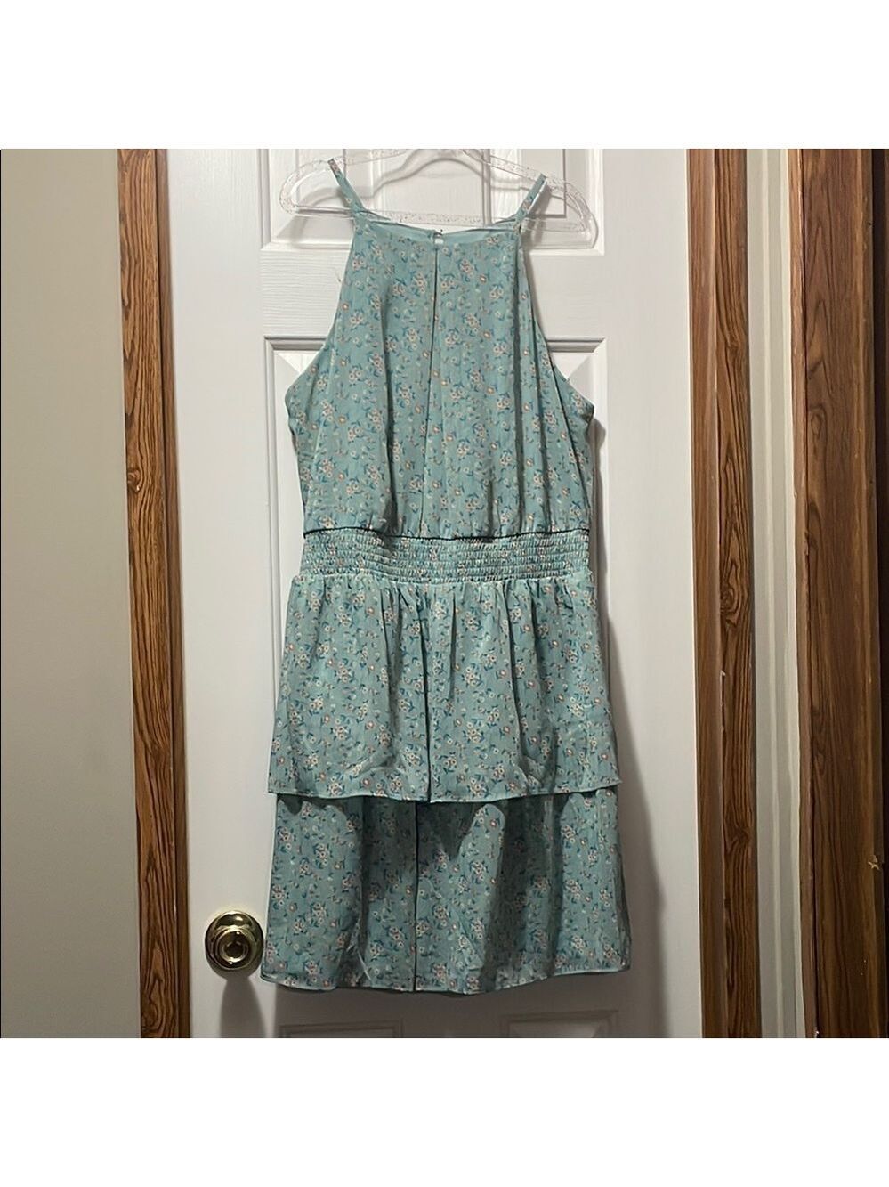 the general good Green Tiered Ruffled Halter Sundress Large NWOT